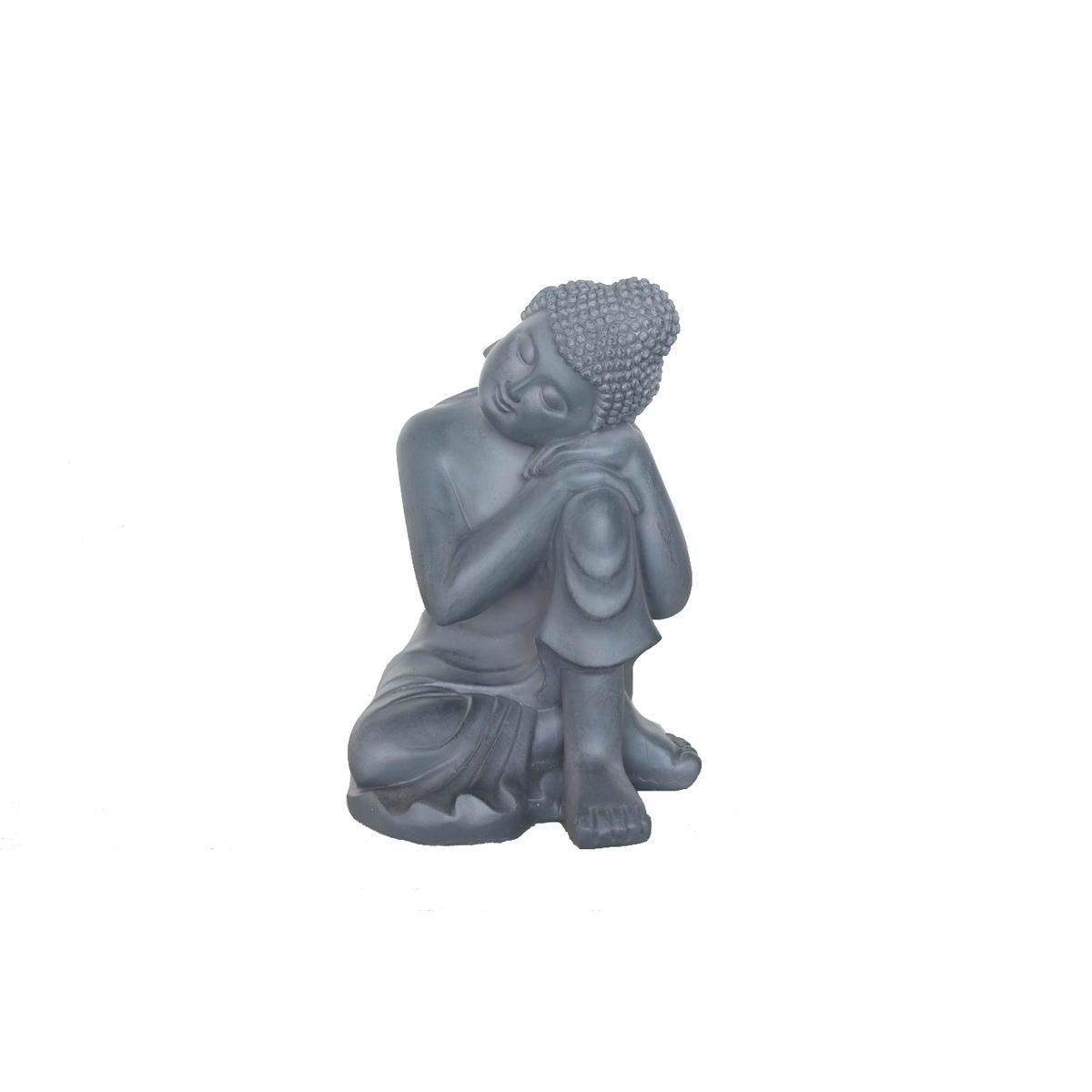 Statue de Bouddha assis - H 35 cm - Gris - MOOREA