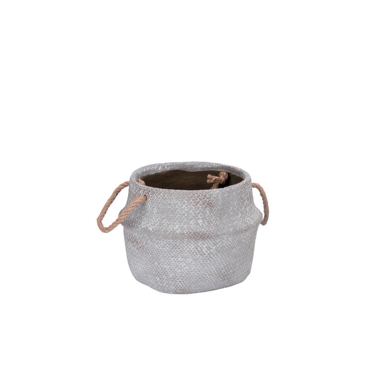 Pot imitation panier - ø 34 x H 28 cm - Gris