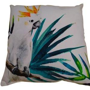 Coussin imprimé perroquet - 40 x 40 cm - Vert, blanc