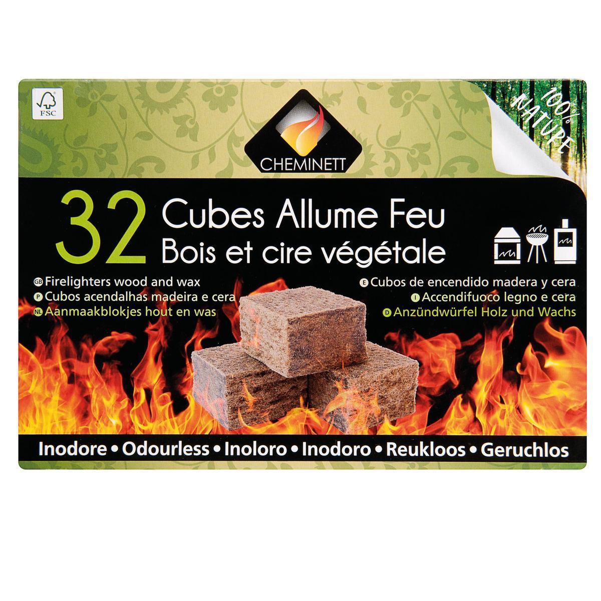 32 cubes allume-feu en bois - CHEMINETT