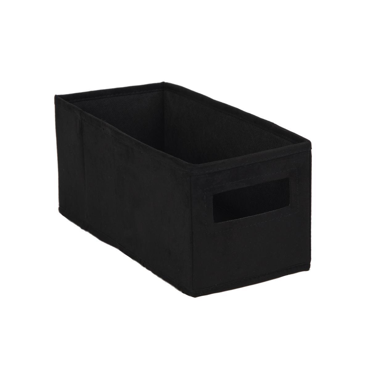 Cube de rangement en suédine - 28 x 13 x H 13 cm - Noir