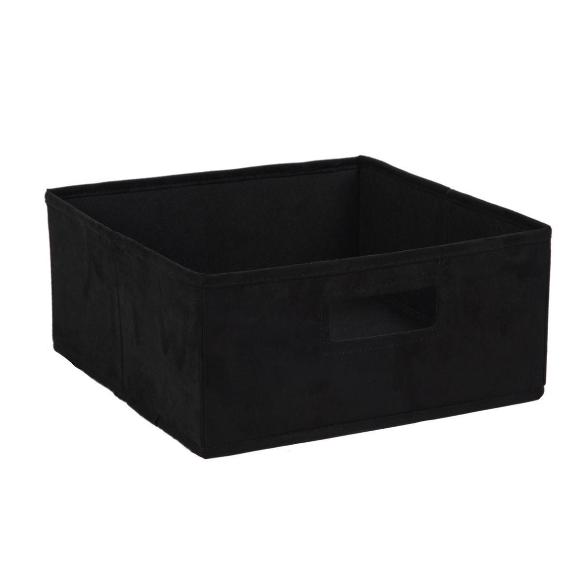 Cube de rangement en suédine - 28 x 28 x H 13 cm - Noir