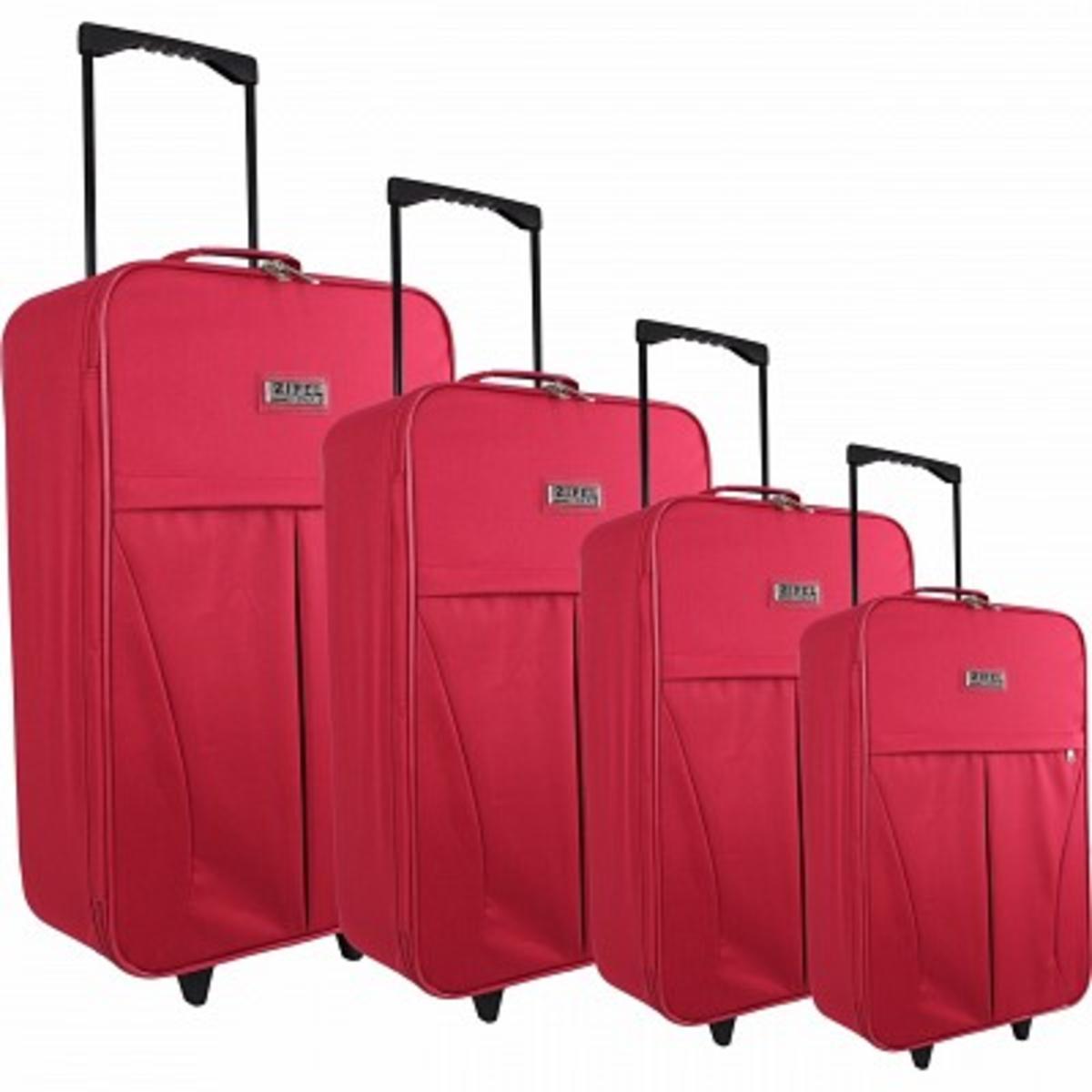 Valise de voyage souple 2 roues - Différents formats disponibles - L 35 x H 50 x l 15.5 cm - Rouge