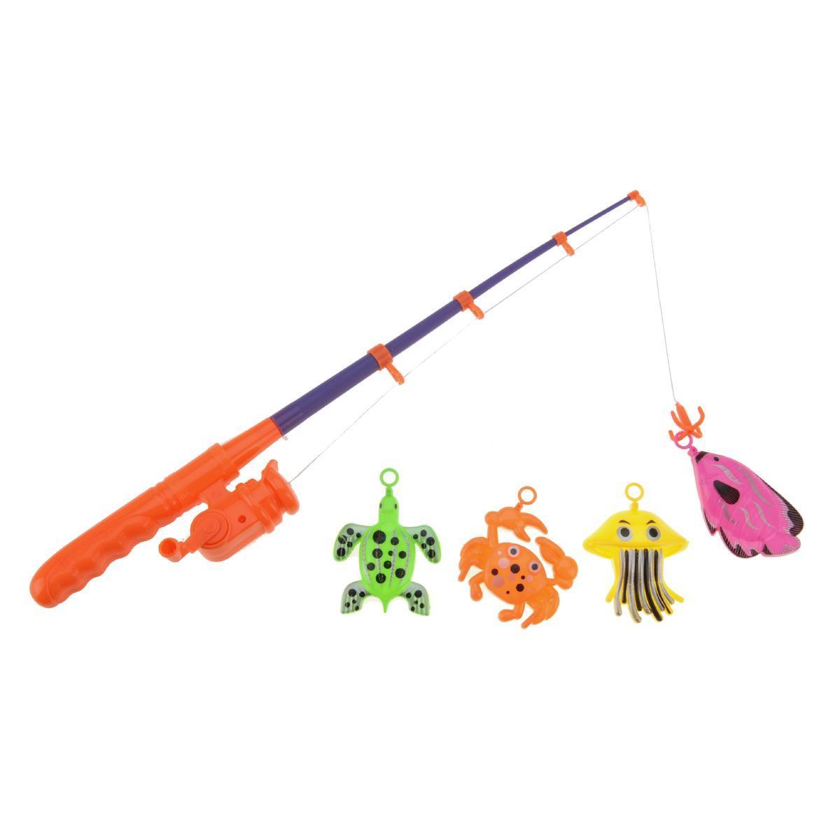 Jeu de pêche - Canne : L 42 cm - Vert, violet, orange, violet