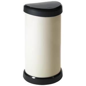 Poubelle Touch - 34.9 x H 68 x 28.2 cm - Blanc cassé, noir - CURVER