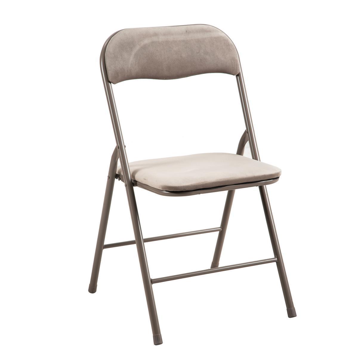 Chaise pliante - 43.5 x 43.5 x H 79 cm - Marron taupe