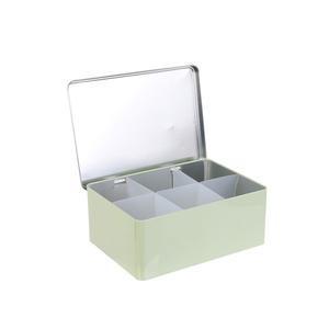 Ma boîte à thé - L 20.3 x H 7 x l 13.4 cm - Vert, blanc