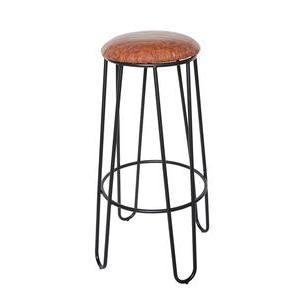 Tabouret de bar vintage - ø 30 cm - Marron, noir