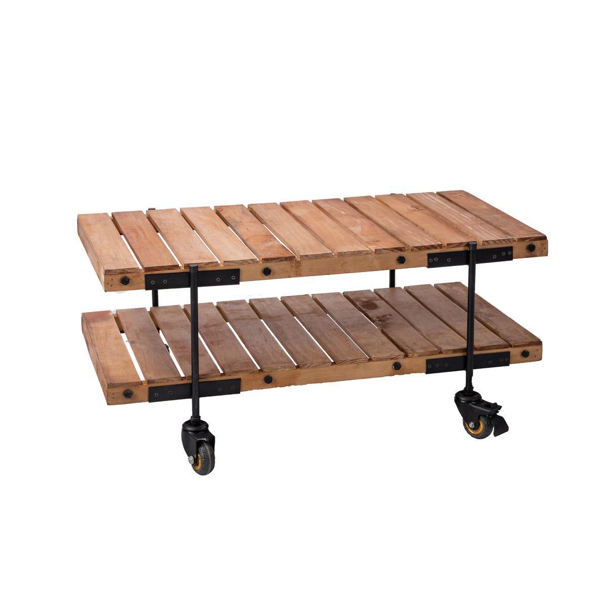 Table wagon 2 niveaux - 100 x H 45 x 50 cm - Marron, noir - K.KOON