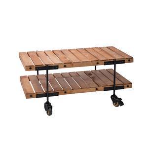 Table wagon 2 niveaux - 100 x H 45 x 50 cm - Marron, noir - K.KOON