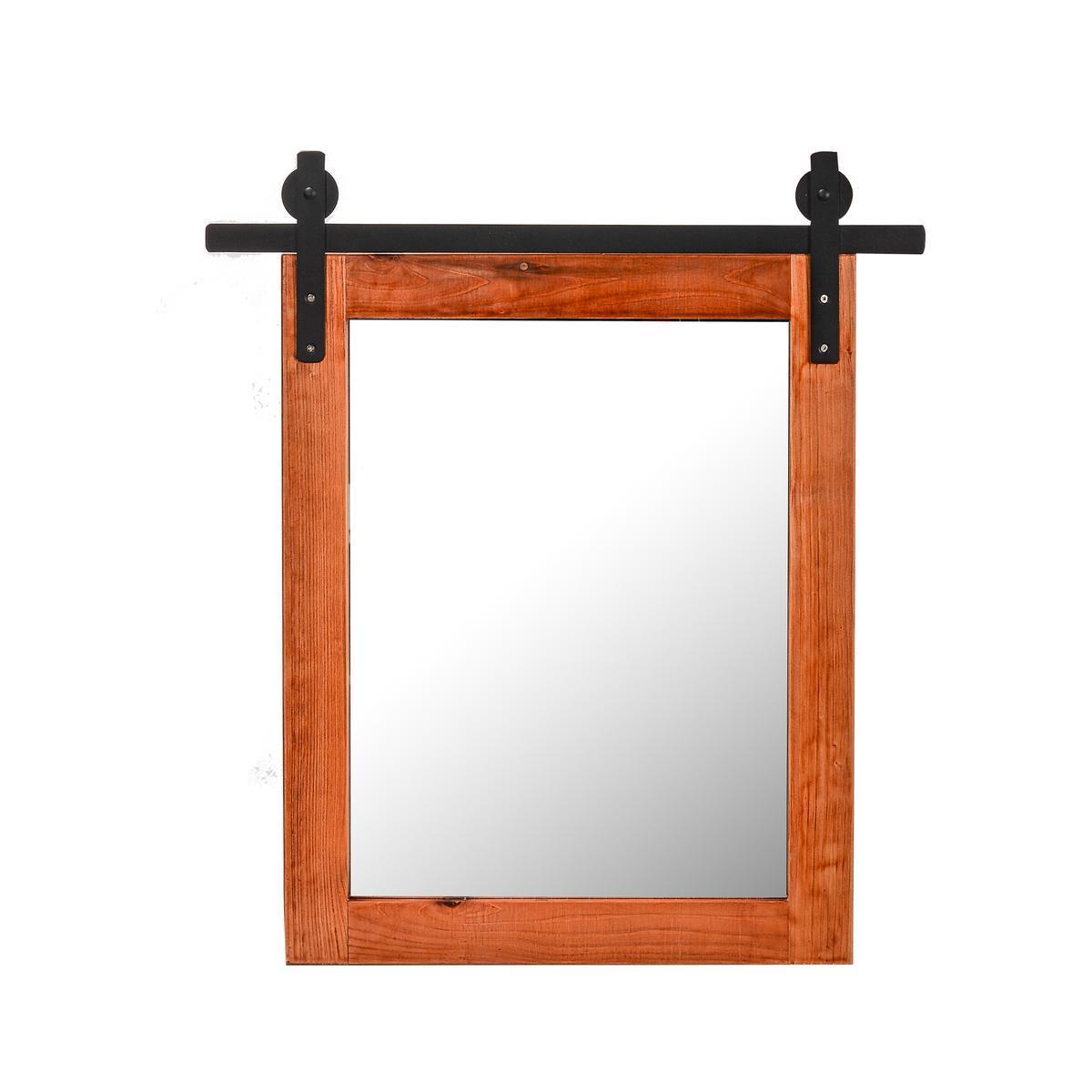 Miroir industriel - 40 x H 50 x 1.6 cm - Transparent, marron, noir