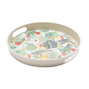 Plateau tropical en fibre de bambou - 29.7 x 29.7 x 4 cm - Multicolore