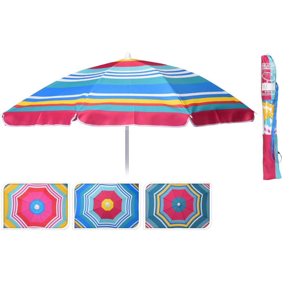 Parasol de plage - ø 143.5 x H 157 cm - Différents modèles - Multicolore