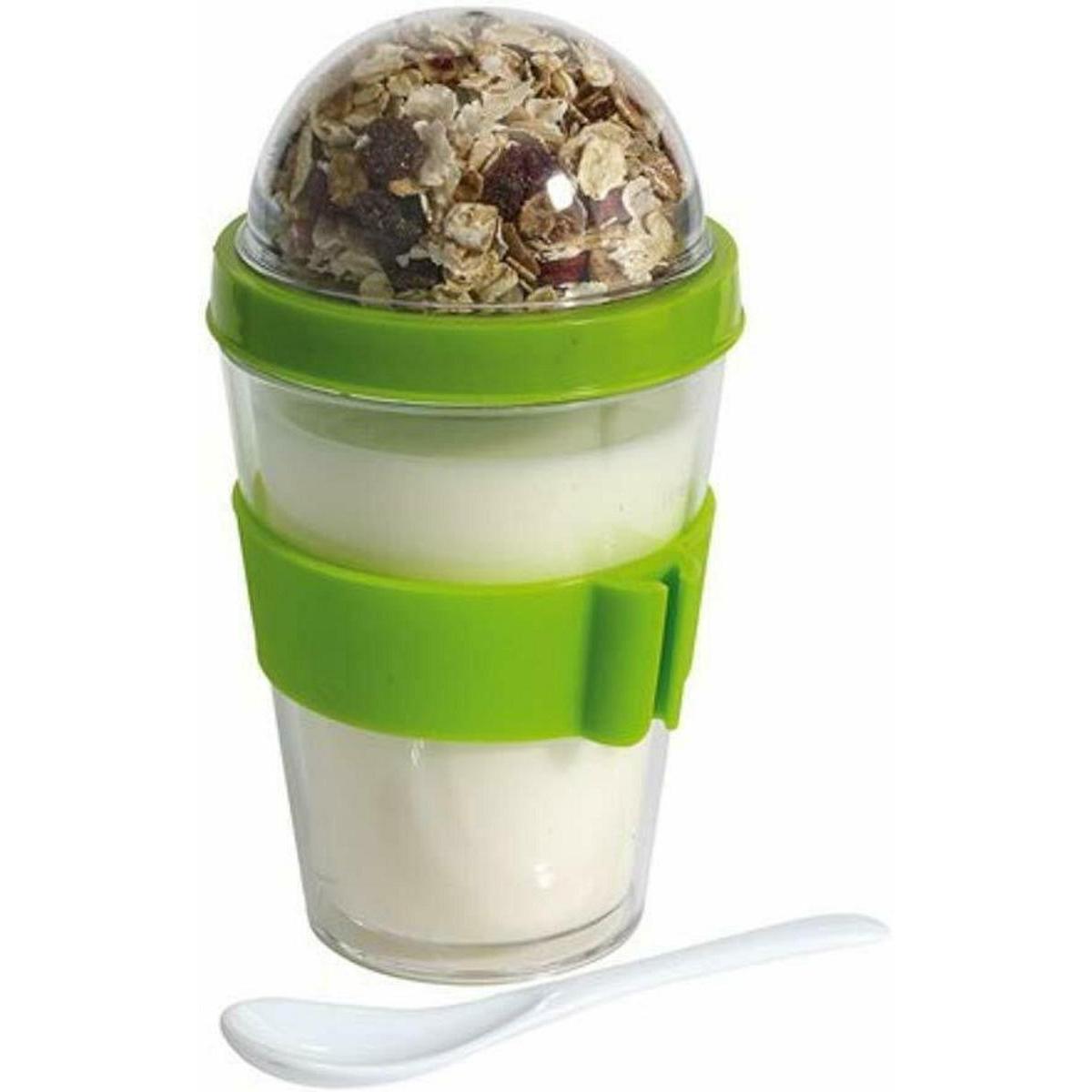 Pot à yaourt nomade - ø 9 x H 16.2 cm - Transparent, vert