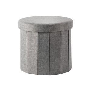 Pouf pliant - ø 38 x H 36 cm - Gris