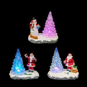 Sapin LED et personnage de Noël - 9.5 x 6 x 9.5 cm - Différents modèles - Multicolore