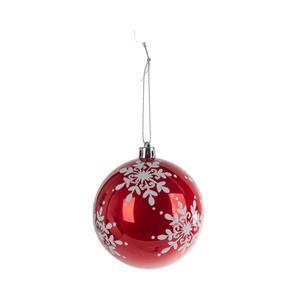 Boule de Noël à flocon stylisé - ø 8 cm - Rouge, blanc