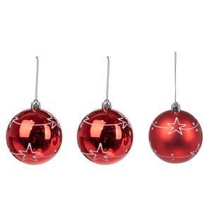 3 boules de Noël à étoiles filantes - ø 6.8 cm - Rouge, blanc