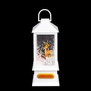 Lanterne souffle-neige Cerf - 9 x 9 x H 19.5 cm - Multicolore