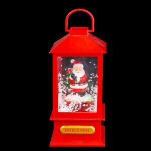 Lanterne souffle-neige Papa Noël - 9 x 9 x H 19.5 cm - Multicolore