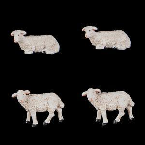 4 Santons moutons - 6 x 2 x 3 cm - Blanc