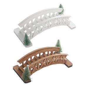 Pont de village de Noël - 18 x 9 x 6 cm - Différents coloris - Marron, vert, blanc