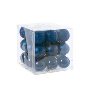 27 mini-boules de Noël assorties - ø 3 cm - Différents coloris - Bleu