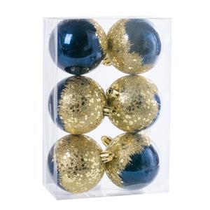 6 boules chutes d'or - ø 6 cm - Or, bleu