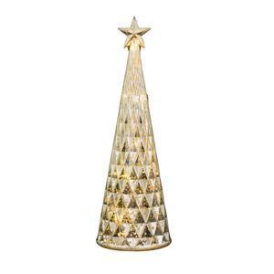 Sapin cône touché par l'or - ø 9 x H 26 cm - Argent, or