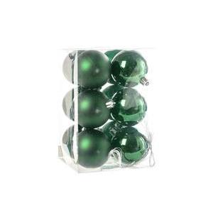 12 boules de Noël assorties - ø 6 cm - Différents coloris - Vert