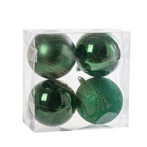 4 boules de Noël assorties - ø 10 cm - Différents coloris - Vert