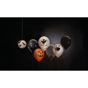 6 ballons Halloween confettis chauve-souris