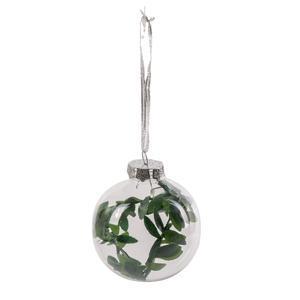 Boule de Noël feuilles - ø 8 cm - Transparent, vert