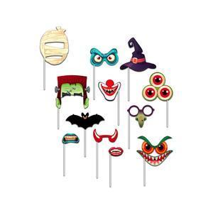Accessoires de Photomaton spécial Halloween joyeux monstres de l'enfance - 12 pièces - Multicolore