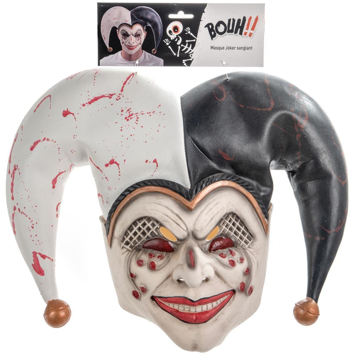Masque de Joker sanglant - Taille adulte unique - Noir, blanc, rouge