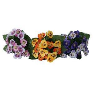 Bouquet de pensées synthétiques - ø 25 cm - Différents coloris - Rose, violet, orange, vert