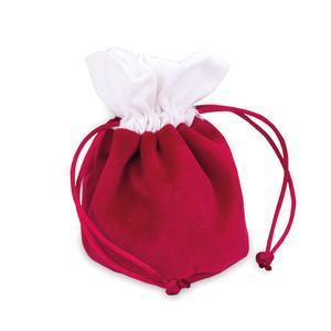 Pochons bourse velours rouge et coton blanc - 6 x 11.5 cm