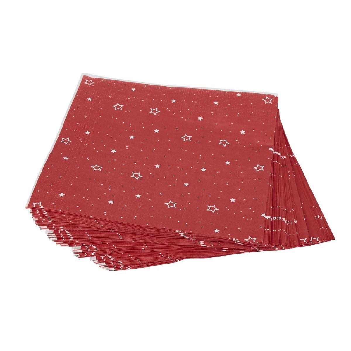 50 serviettes de table Stars - Rouge, vert