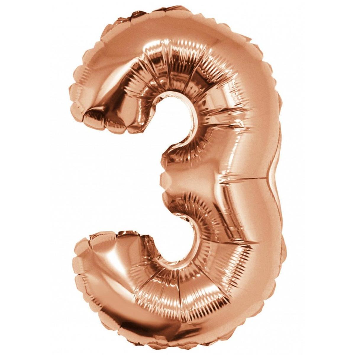 Ballon chiffre 3 - H 40 cm - Rose gold - C'PARTY