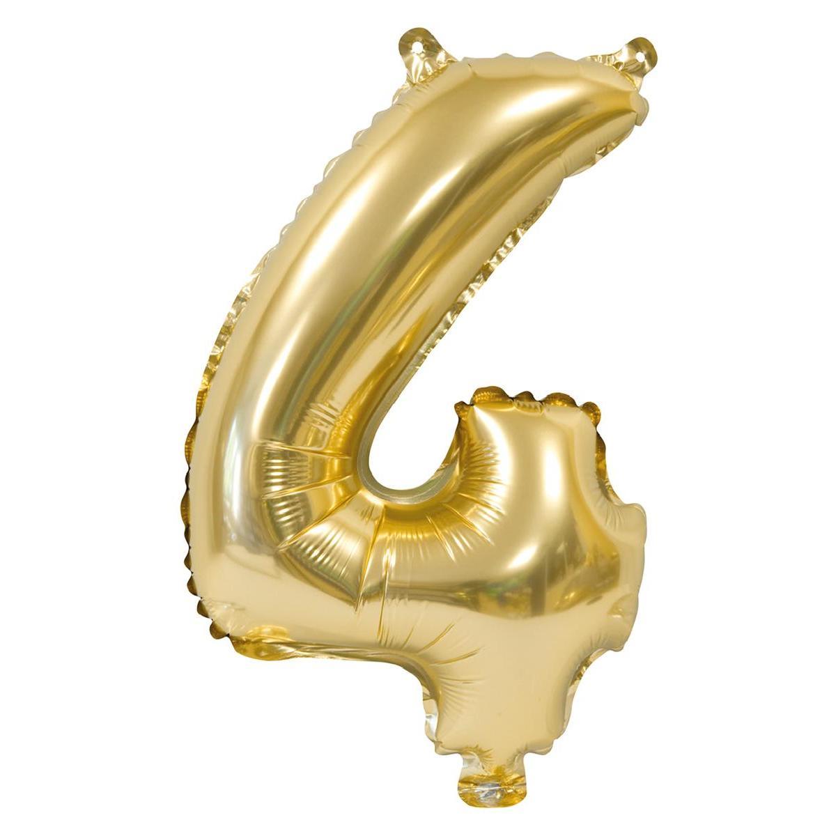 Ballon chiffre 4 - H 40 cm - Or - C'PARTY