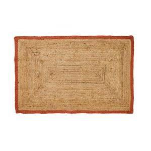 Tapis jute - 100 x 150 cm - Beige, rouge terracotta