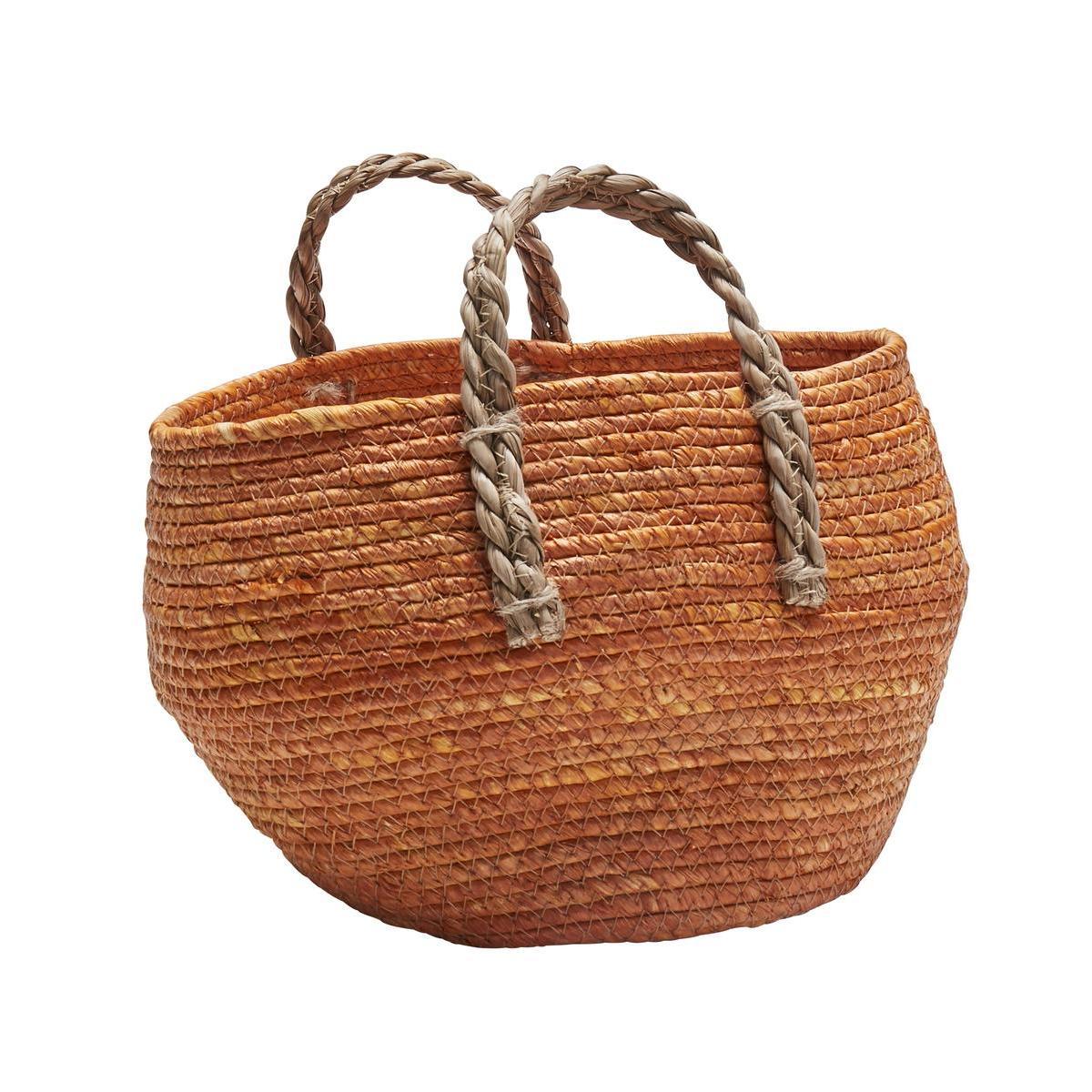 Panier Boho terracotta - 20 x 25 x H 19 cm - Différents coloris - Orange, beige