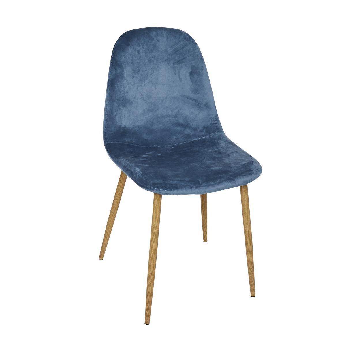 Chaise Alice en velours - 49 x H 85 x 43 cm - Bleu