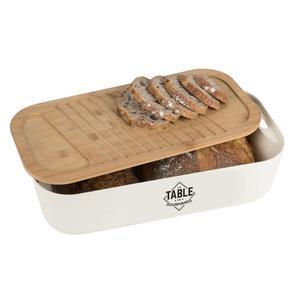 Boîte à pain ergonomique Table des Gourmands - 39.5 x 19.8 x 11.8 cm - Marron, blanc