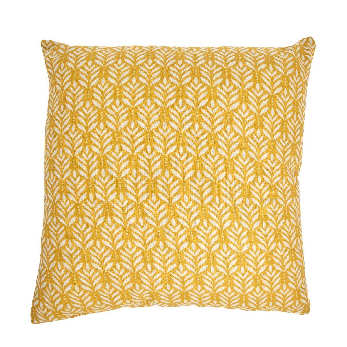 Coussin imprimé - 40 x 40 cm - Jaune moutarde - K.KOON