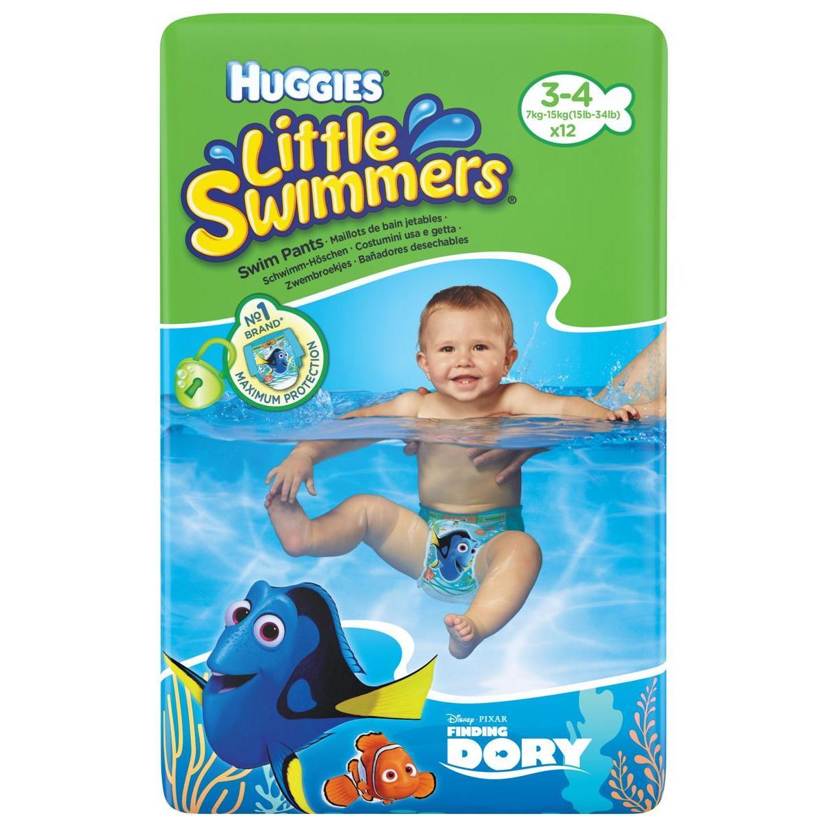 11 maillots jetables Little Swimmers - Différentes tailles - Taille 3/4 ans - Multicolore - HUGGIES