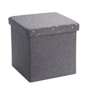 Coffre-pouf pliant pour enfant - Différentes tailles - L 38 x 38 x 38 cm - Gris