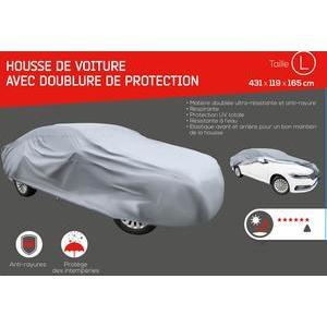 Housse de Protection de voiture doublée - Taille L - 431 x 119 x 165 cm - Gris