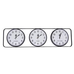 Horloge 3 cadrans - 90 x H 25 x 4 cm - Noir, blanc