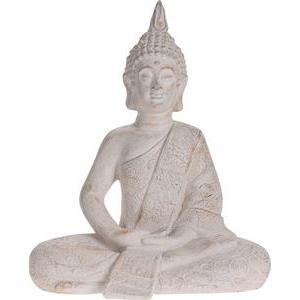 Bouddha assis - 29.5 x 17 x H 37 cm - Blanc crème